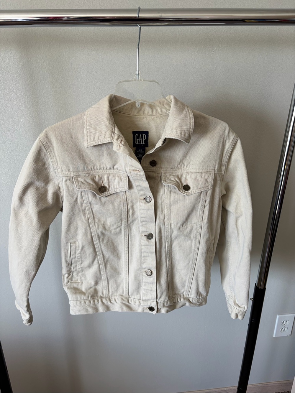 GAP Women's Cream Off-White Denim Jacket 100% Cotton